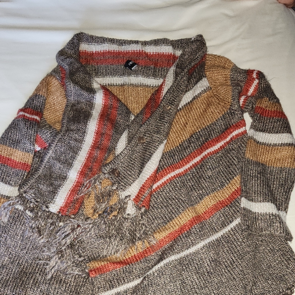 Sacred Threads Earthy Striped Knit Cardigan